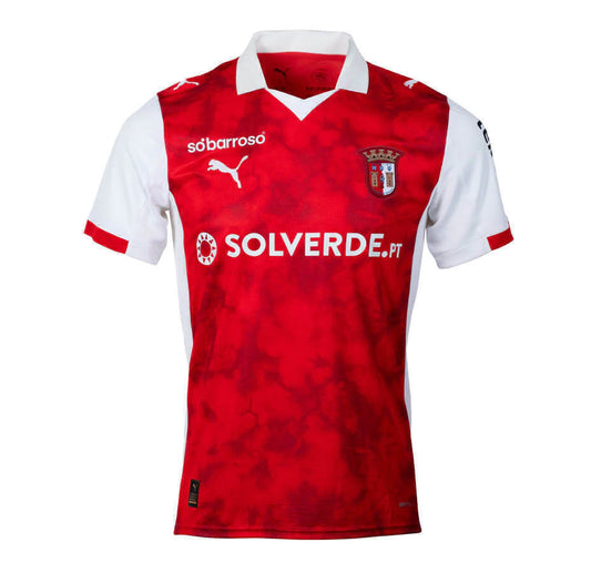 Camisa Braga I 2025/26 Masculina - Vermelha e Branca